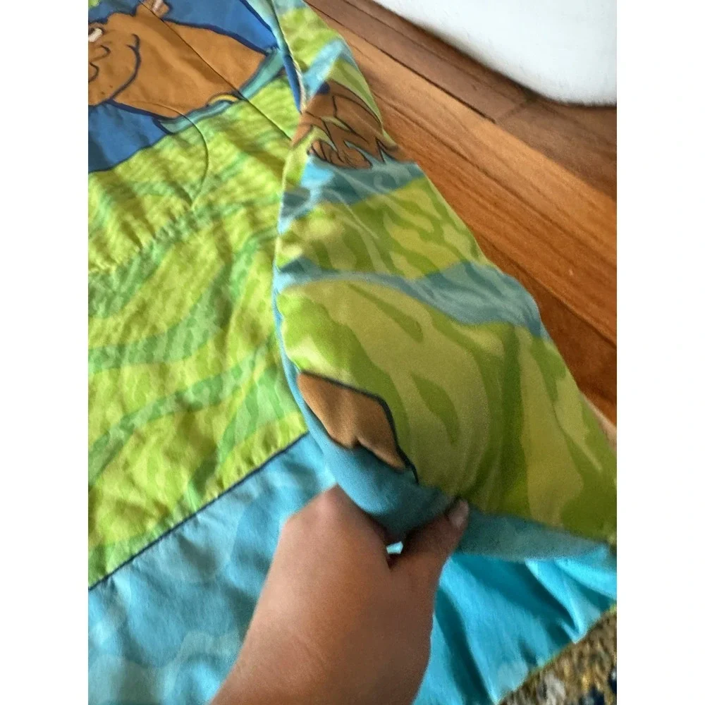 Vintage Scooby Doo Reversible Twin Comforter Patchwork Faces Blue Green 2000